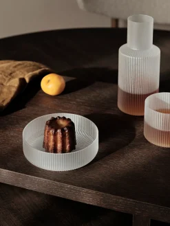 Set caraffa piccola e bicchiere in vetro soffiato Ripple, set da 2
