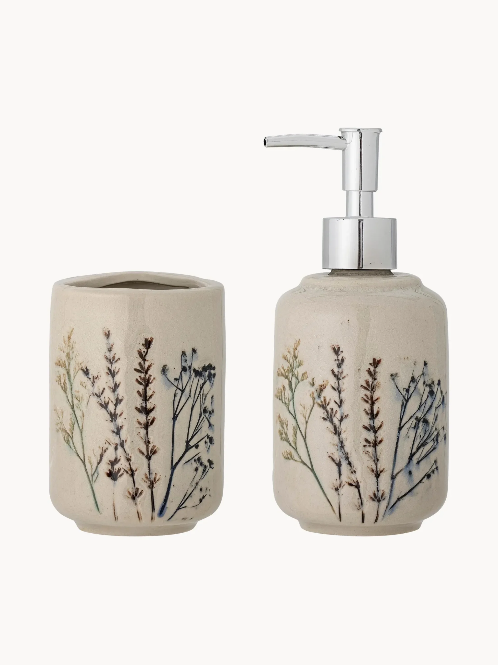 Set di 2 accessori da bagno fatti a mano con motivo erba Bea