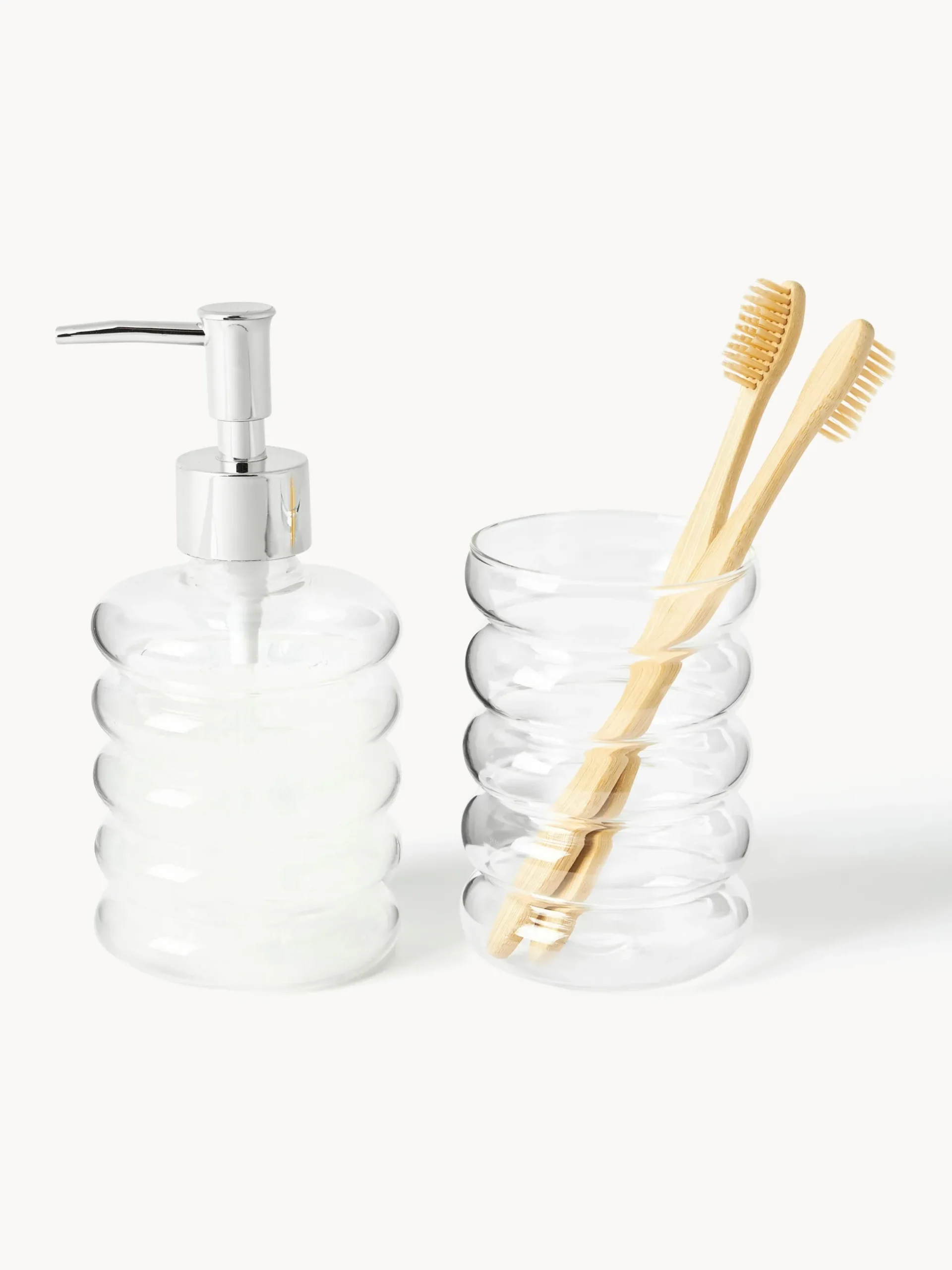 Set di 2 accessori da bagno in vetro soffiato Bubbly