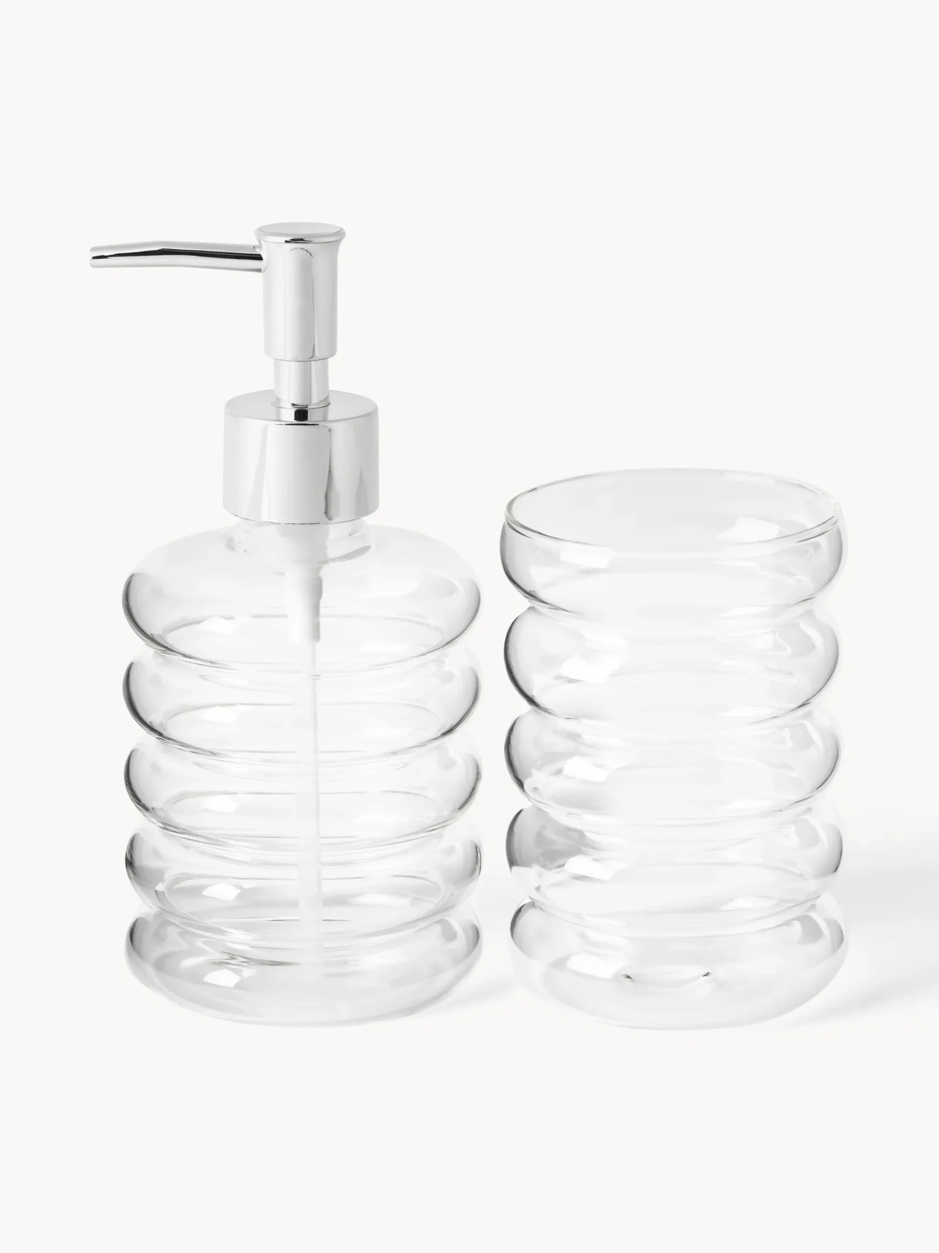 Set di 2 accessori da bagno in vetro soffiato Bubbly