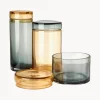 Set di 3 barattoli in vetro soffiato con coperchio Chic
