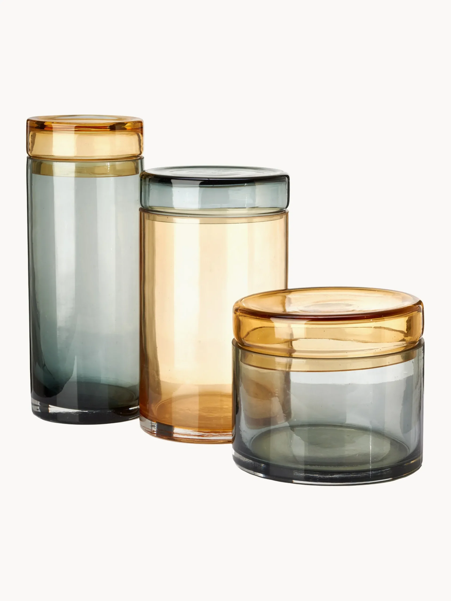 Set di 3 barattoli in vetro soffiato con coperchio Chic
