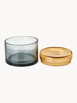 Set di 3 barattoli in vetro soffiato con coperchio Chic