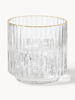 Set di 4 bicchieri acqua in vetro soffiato con bordo dorato Aleo
