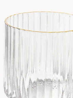 Set di 4 bicchieri acqua in vetro soffiato con bordo dorato Aleo