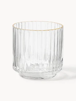 Set di 4 bicchieri acqua in vetro soffiato con bordo dorato Aleo