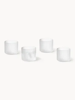 Set di 4 bicchieri acqua in vetro soffiato con scanalatura in rilievo Ripple, 200 ml