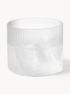 Set di 4 bicchieri acqua in vetro soffiato con scanalatura in rilievo Ripple, 200 ml