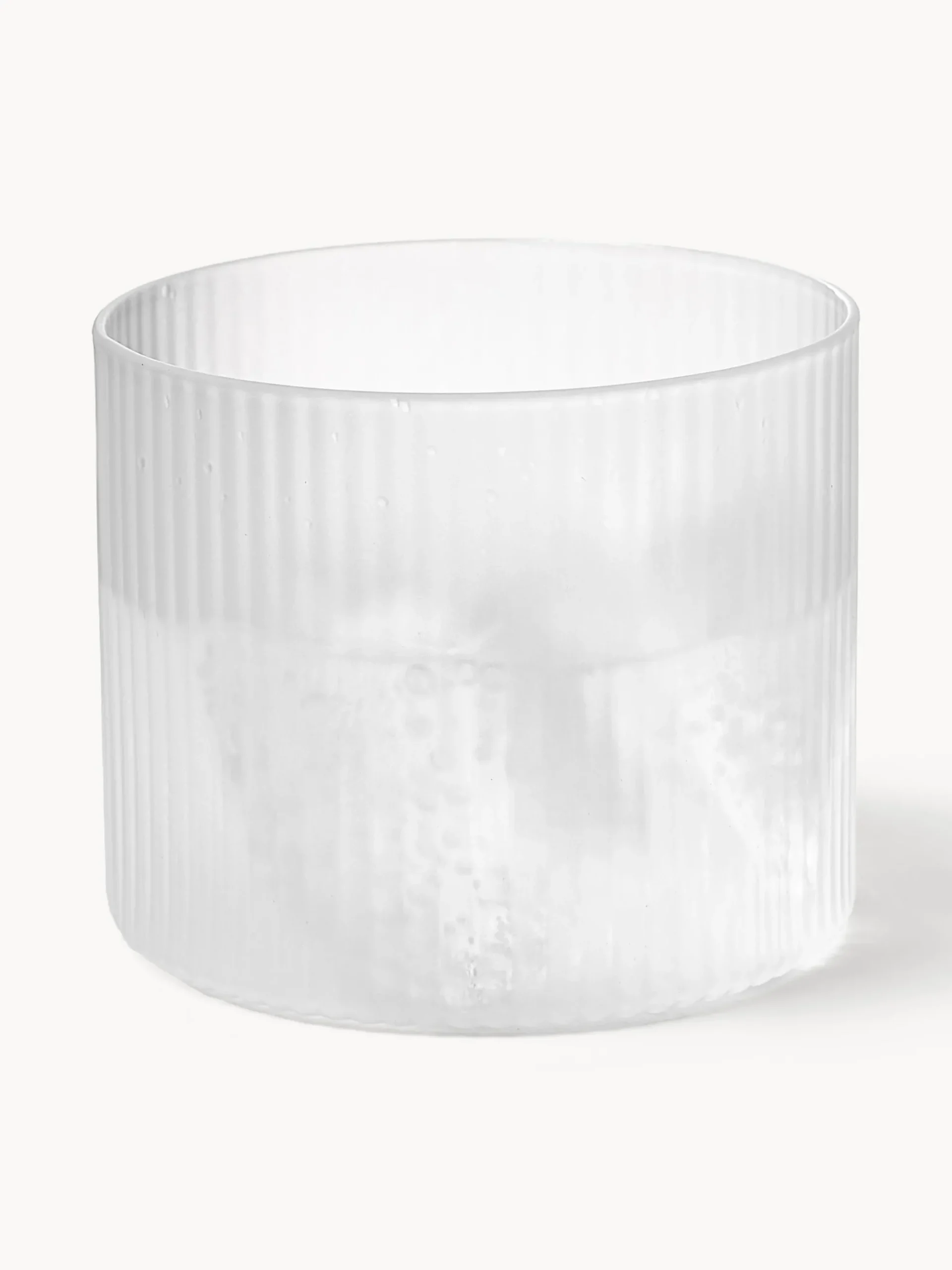 Set di 4 bicchieri acqua in vetro soffiato con scanalatura in rilievo Ripple, 200 ml