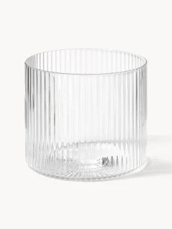Set di 4 bicchieri acqua in vetro soffiato con scanalatura in rilievo Ripple, 200 ml