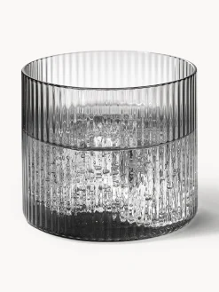 Set di 4 bicchieri acqua in vetro soffiato con scanalatura in rilievo Ripple, 200 ml