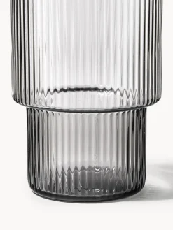 Set di 4 bicchieri da long drink in vetro soffiato millerighe Ripple