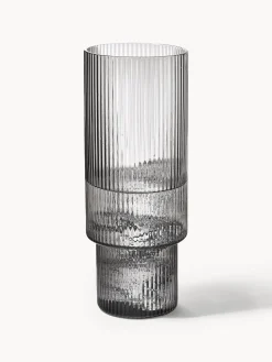 Set di 4 bicchieri da long drink in vetro soffiato millerighe Ripple