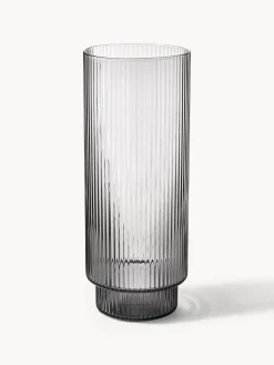 Set di 4 bicchieri da long drink in vetro soffiato millerighe Ripple
