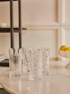Set di 4 bicchieri da long drink in cristallo con motivo in rilievo Bichiera