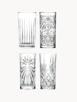Set di 4 bicchieri da long drink in cristallo con motivo in rilievo Bichiera