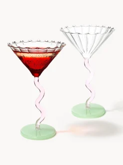 Set di 2 bicchieri da Martini in vetro borosilicato Curve