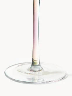Set di 4 bicchieri da vino in vetro soffiato con rilievo rigato e lucentezza madreperlacea Juno