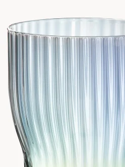 Set di 4 bicchieri da vino in vetro soffiato con rilievo rigato e lucentezza madreperlacea Juno