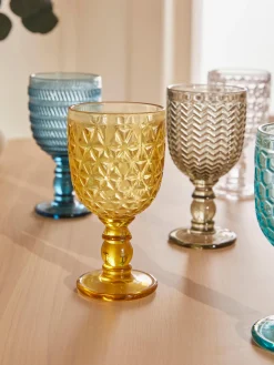 Set di 6 bicchieri da vino con motivo in rilievo Geometrie