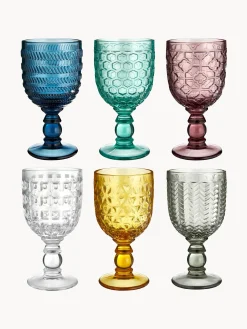 Set di 6 bicchieri da vino con motivo in rilievo Geometrie