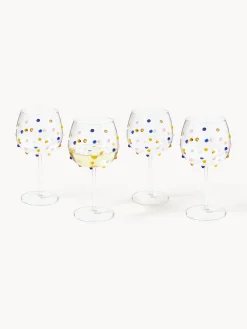 Set di 4 bicchieri da vino in vetro soffiato Perli