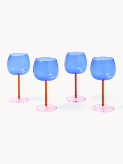 Set di 4 bicchieri da vino rosso in vetro soffiato Karisa
