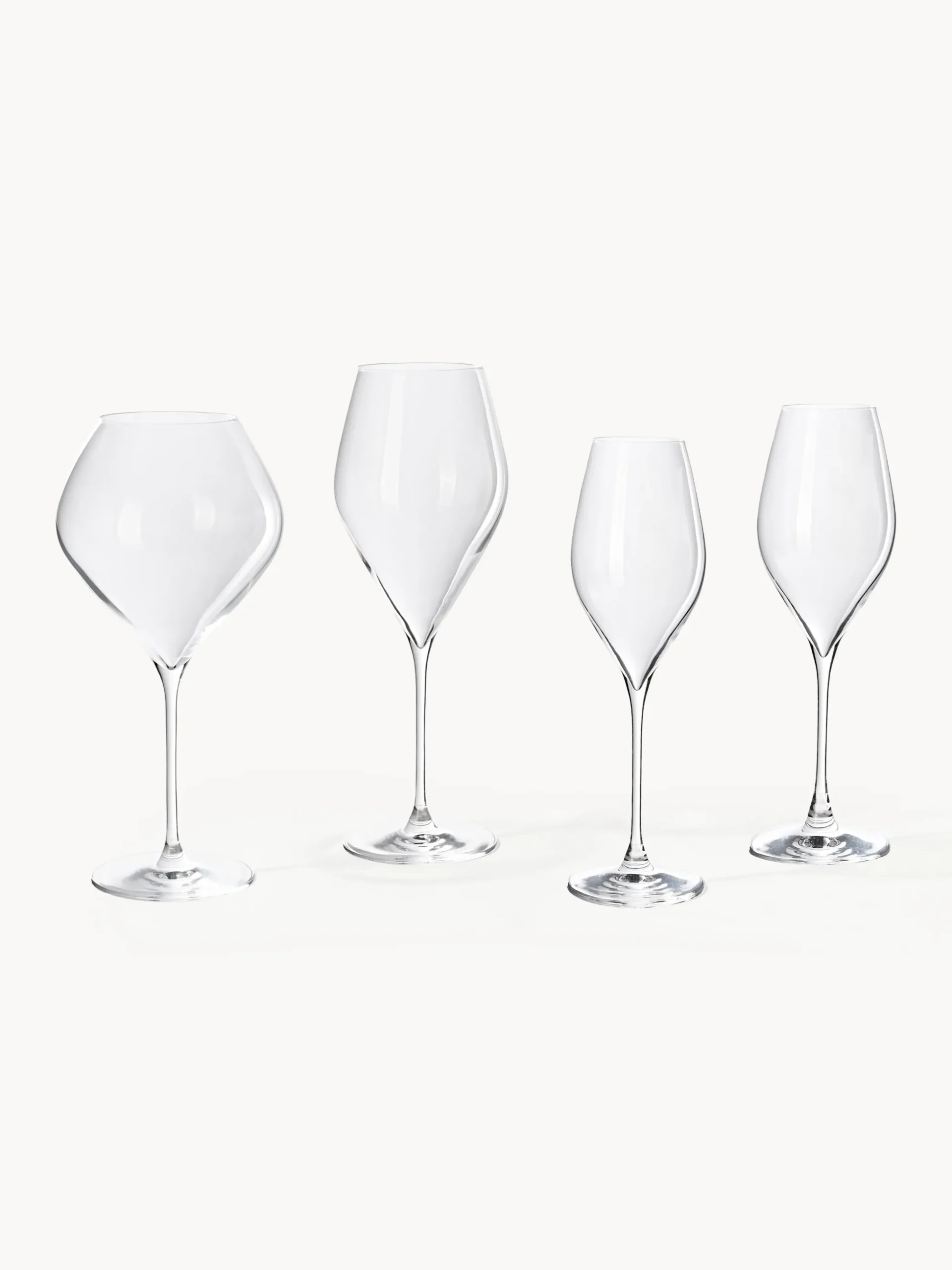Set di 4 bicchieri da vino bianco in cristallo Silvio