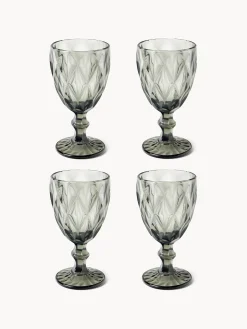 Set di 4 bicchieri da vino con motivo strutturato Colorado