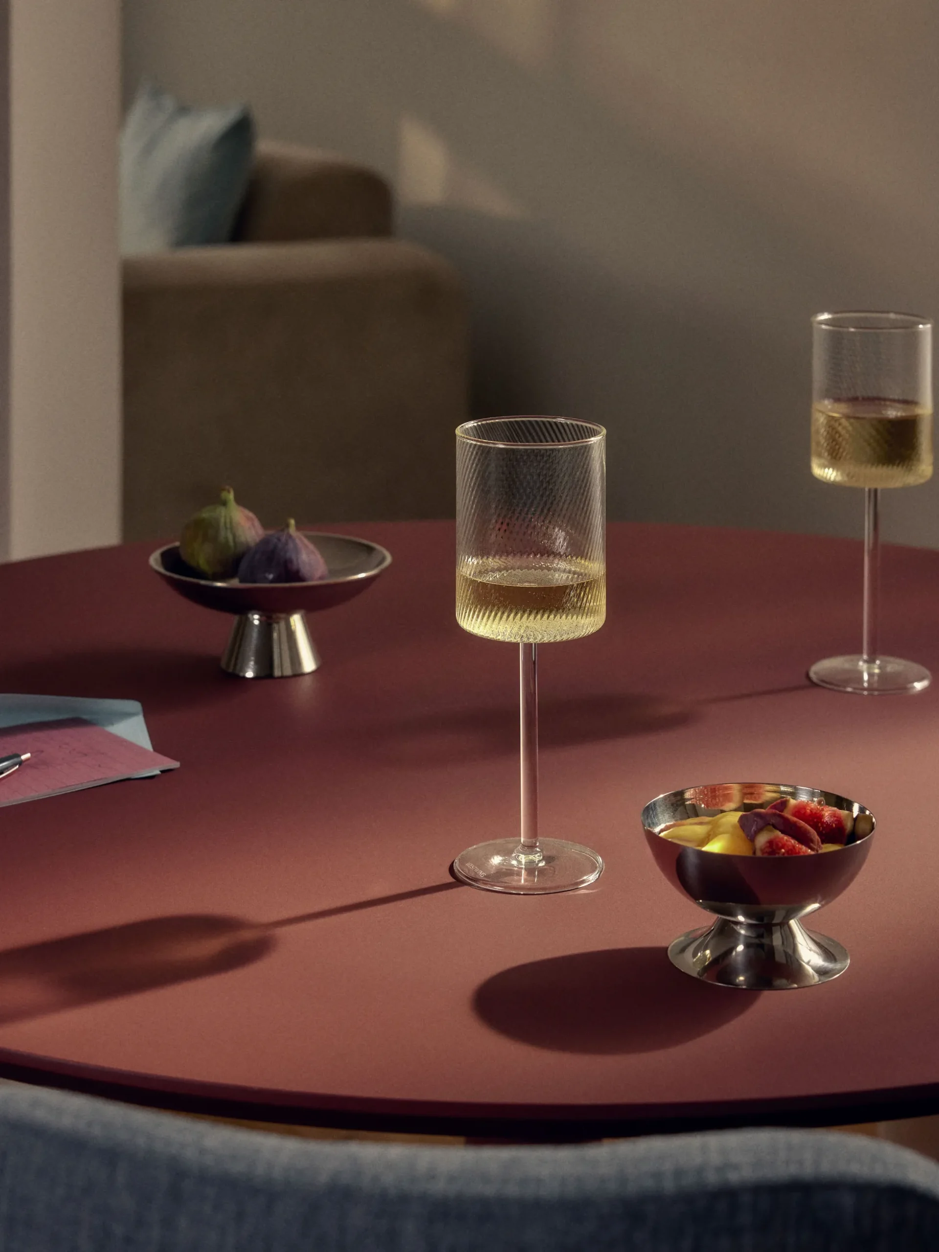 Set di 4 bicchieri da vino bianco in vetro soffiato Limon