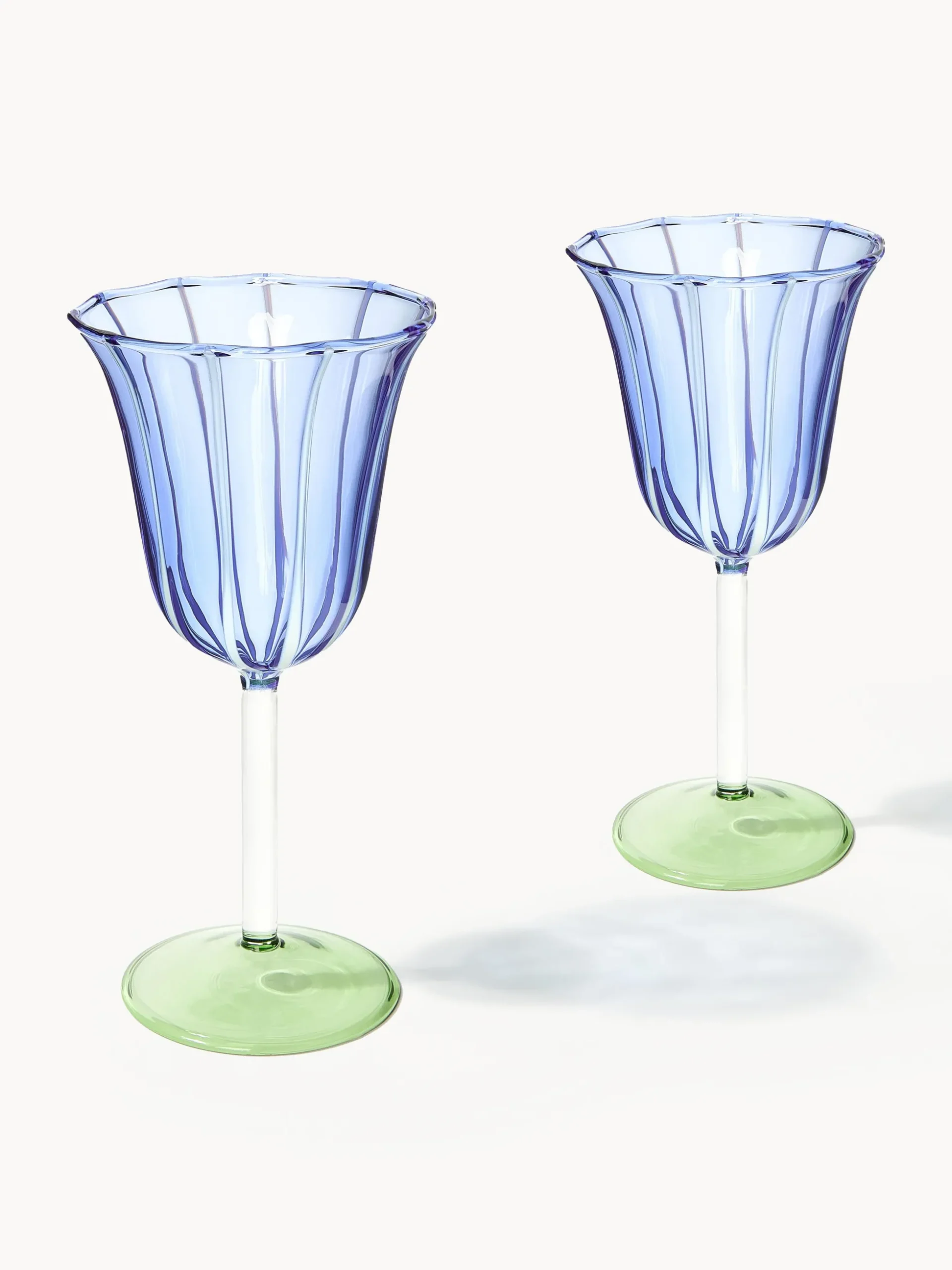 Set di 2 bicchieri da vino fatti a mano in vetro borosilicato Eve