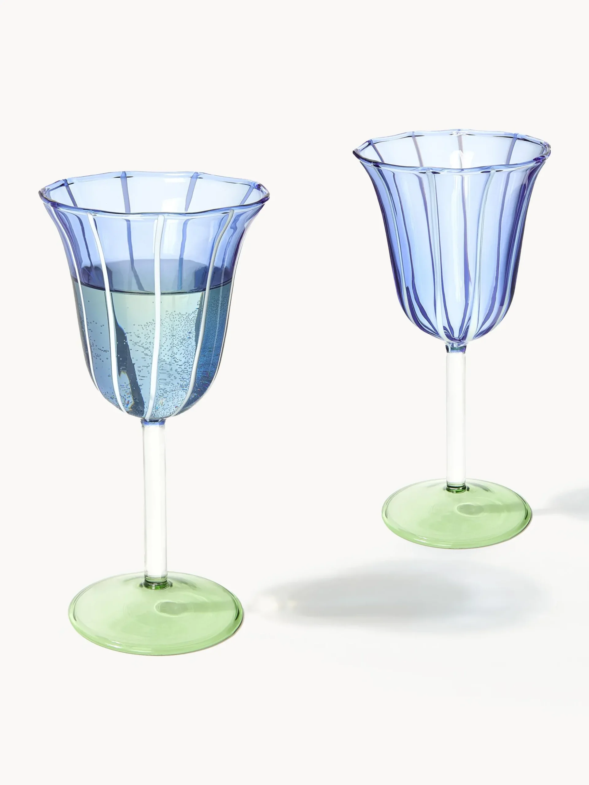Set di 2 bicchieri da vino fatti a mano in vetro borosilicato Eve