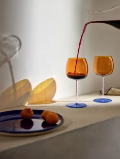 Set di 4 bicchieri da vino rosso in vetro soffiato Karisa