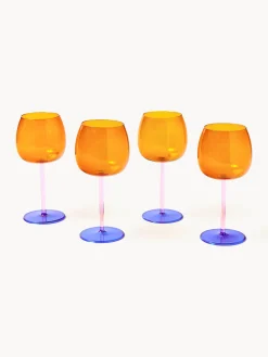 Set di 4 bicchieri da vino rosso in vetro soffiato Karisa