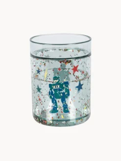 Set di 2 bicchieri glitterati per bambini Hero Robot