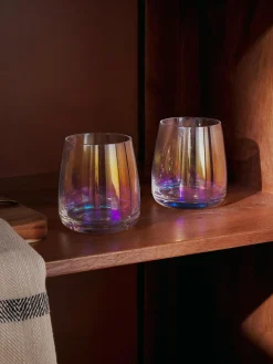 Set di 4 bicchieri in vetro soffiato iridescente Ellery