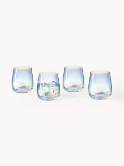 Set di 4 bicchieri in vetro soffiato iridescente Ellery
