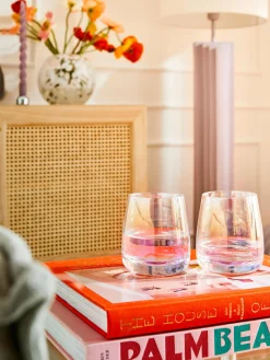 Set di 4 bicchieri in vetro soffiato iridescente Ellery