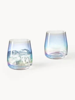 Set di 4 bicchieri in vetro soffiato iridescente Ellery