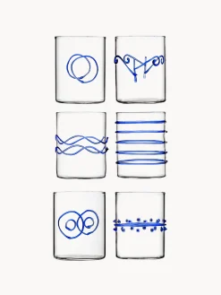 Set di 6 bicchieri in vetro borosilicato fatti a mano Deco' Blu