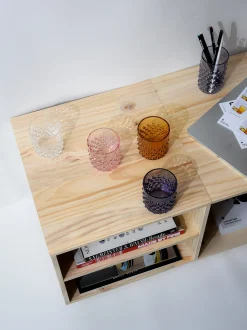Set di 2 bicchieri in vetro soffiato Hobnail