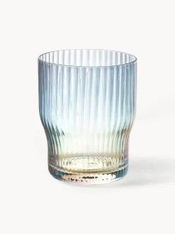 Set di 4 bicchieri in vetro soffiato con rilievo rigato e lucentezza madreperlacea Juno