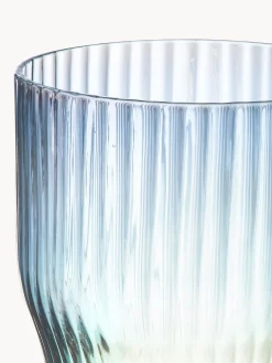 Set di 4 bicchieri in vetro soffiato con rilievo rigato e lucentezza madreperlacea Juno