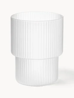 Set di 4 bicchieri per acqua in vetro soffiato con scanalatura in rilievo Ripple, 200 ml