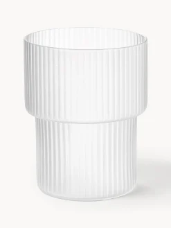 Set di 4 bicchieri per acqua in vetro soffiato con scanalatura in rilievo Ripple, 200 ml