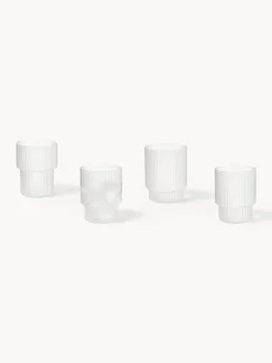 Set di 4 bicchieri per acqua in vetro soffiato con scanalatura in rilievo Ripple, 200 ml