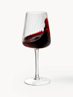 Set di 4 bicchieri vino rosso fatto a mano con struttura millerighe Cami