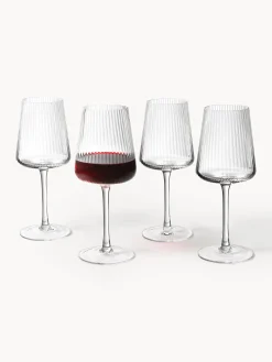 Set di 4 bicchieri vino rosso fatto a mano con struttura millerighe Cami
