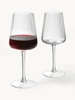Set di 4 bicchieri vino rosso fatto a mano con struttura millerighe Cami