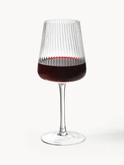 Set di 4 bicchieri vino rosso fatto a mano con struttura millerighe Cami